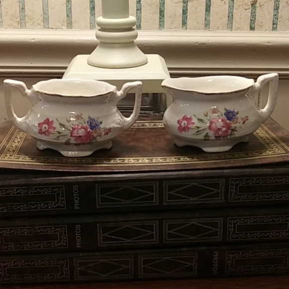 unknown Other - Porcelain Cream Sugar Set Country Farmhouse decor